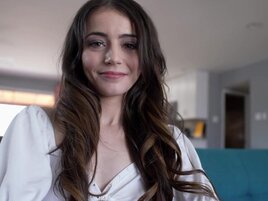 Brunette with a pretty face convinces stepbro to FUCK