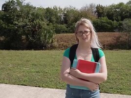 Cute girl in sexy glasses fucks a strange black dick