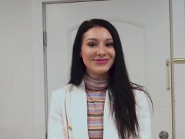 Inked babe looks cute as she takes a meaty monster dong