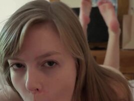 Dirty blonde getting fucked in POV, she's hairy AF