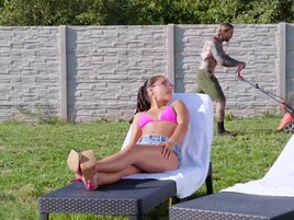 Tattooed man banging Apolonia Lapiedra from behind