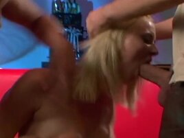 Breasty babe is going to get fucked by two hard dicks