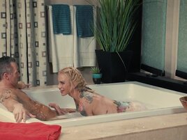 Awesome massage scene with a nasty-ass blonde slut