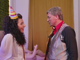 Skinny slut wants her stepdad's big fat meat