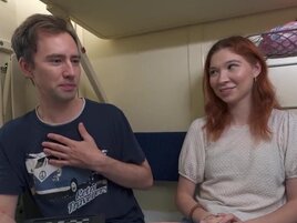Redheaded Russian hoe takes hard dick on the train