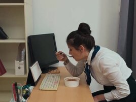 Natural tits librarian getting fucked by a true alpha