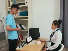 Natural tits librarian getting fucked by a true alpha