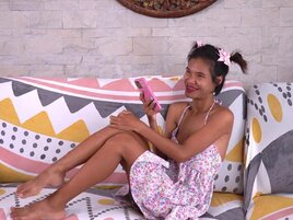 Asian teen gets her asshole pumped by his boner
