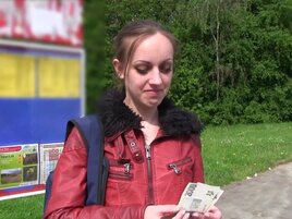 Small tits girl is going to suck fat cock and cum too