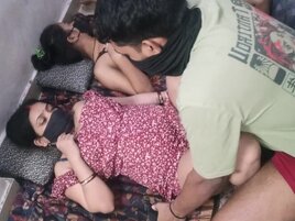 Having sex in the room where two busty babes rest