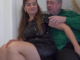 Blonde woman and a mature slut having an MFM sesh