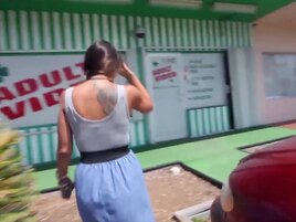 Masturbation action in a store with Luna Sky