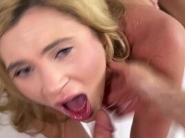 Busty blonde Taylor Sis sucking two dicks in POV