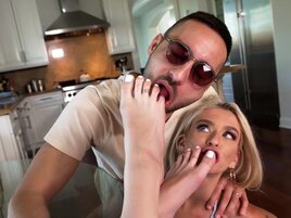 Misunderstanding leads to foot worship and threesome sex