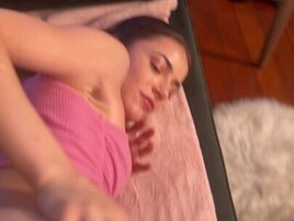 Kylie Quinn on her knees and smiling for a cock