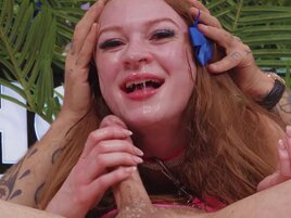 Redheaded babe Harley Love humiliated on the set